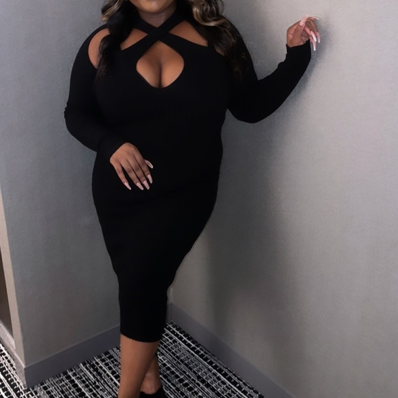 Black Midi Sweater Dress - XL - Picture 3 of 3